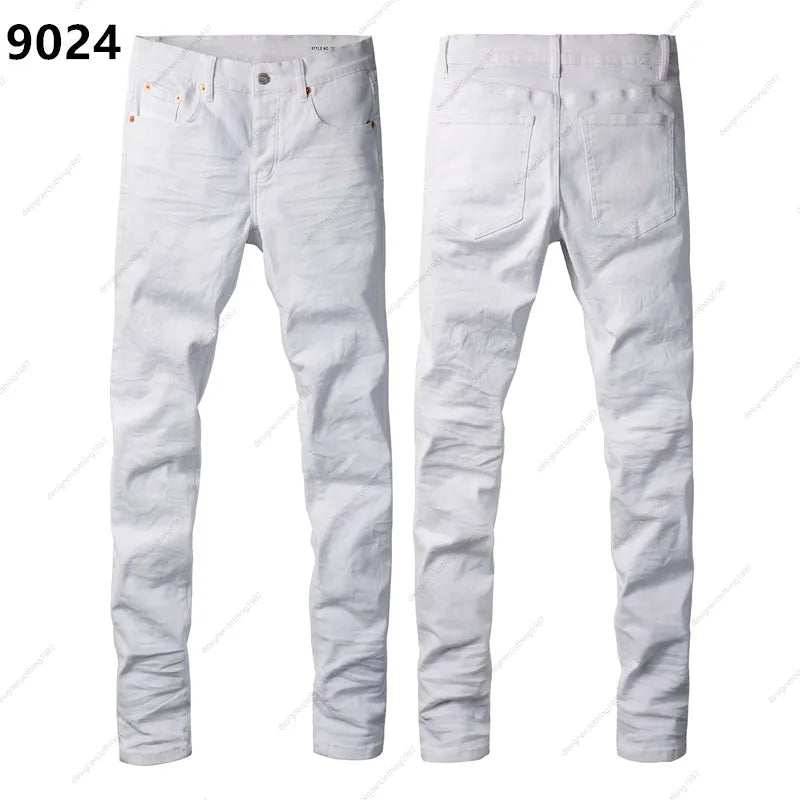 Purple " White Raw" Jeans