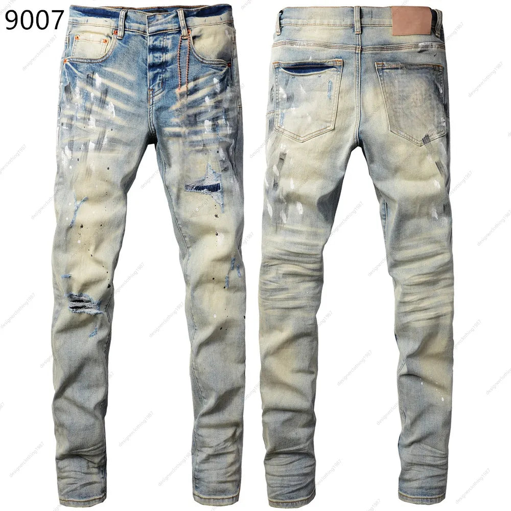Purple "Distressed Ink Splash" Jeans