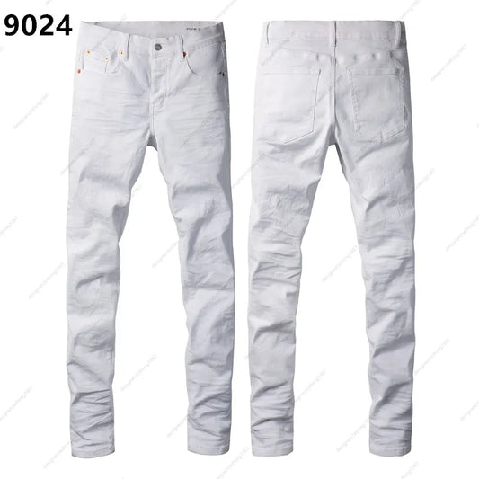Purple " White Raw" Jeans