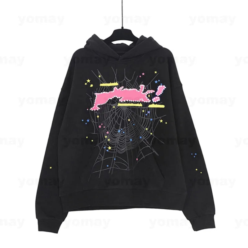 Sp5der Pink "Black" Hoodie