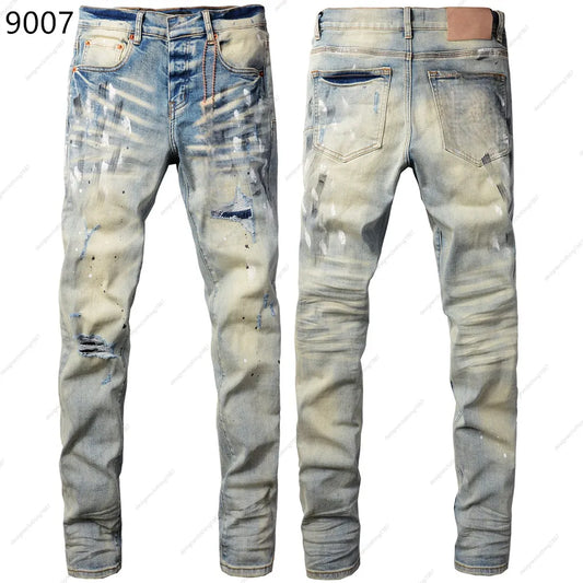 Purple "Distressed Ink Splash" Jeans
